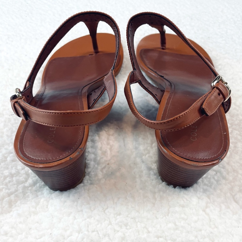 COLE HAAN • Brown Elsie Thong Wedge Sandals, 9 - Picture 5 of 16